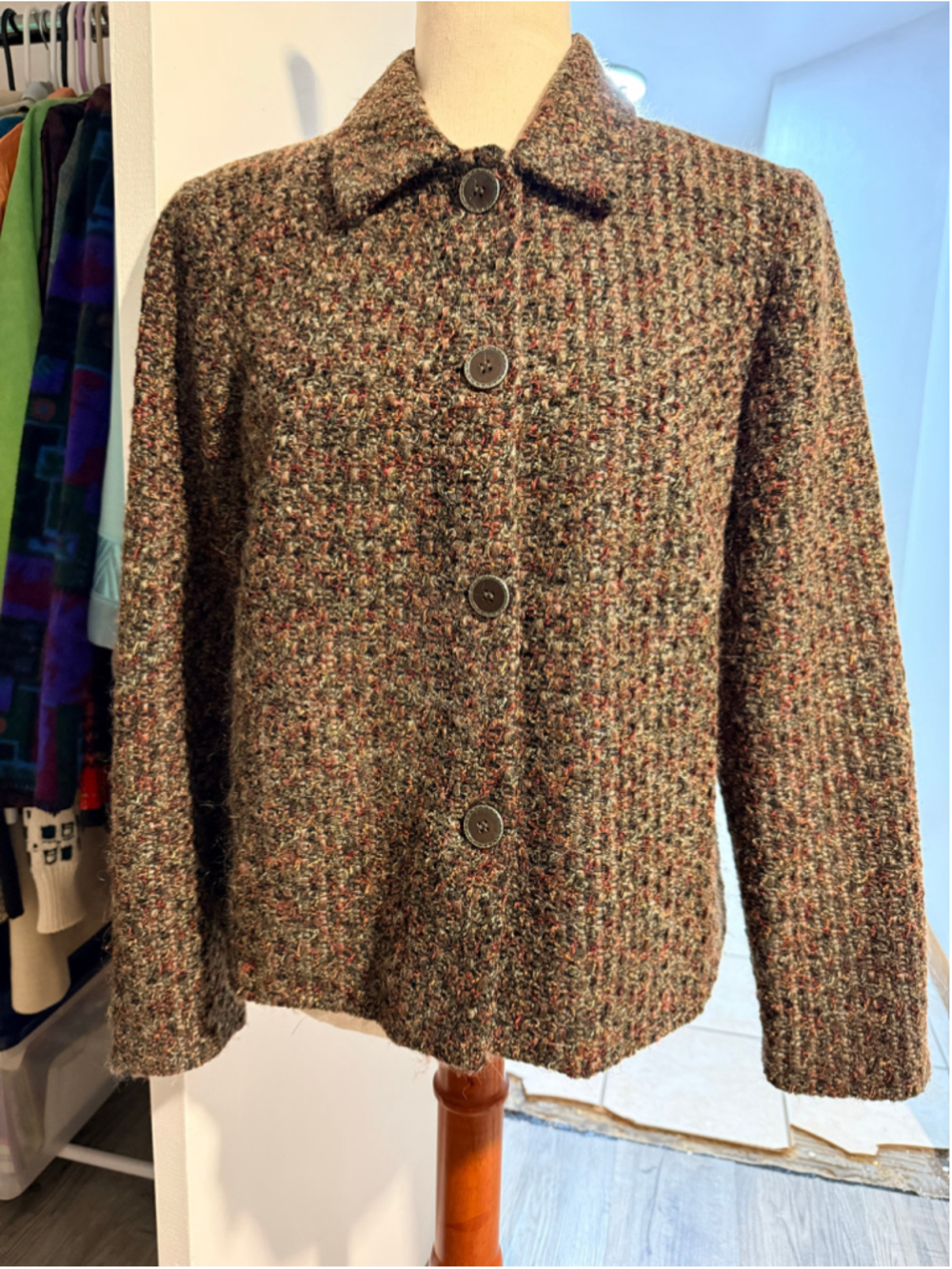 Vintage Requirements Boucle Tweed Blazer Jacket Multicolored Earthy Size 10